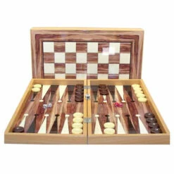 Backgammon: Walnut Decoupage - 19in Set (Clearance)